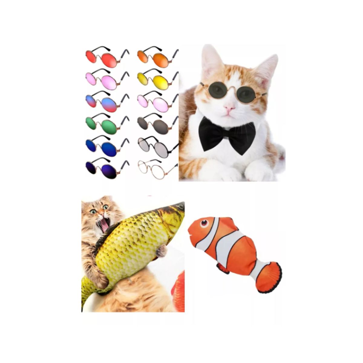 GENERICO - 3 Gafas De Gato+pescado peluche de Juguete