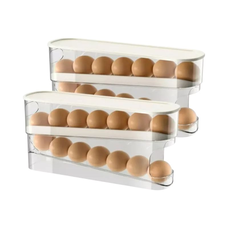 GENERICO - Dispensador Organizador De Huevos Almacenamiento 2 Niveles