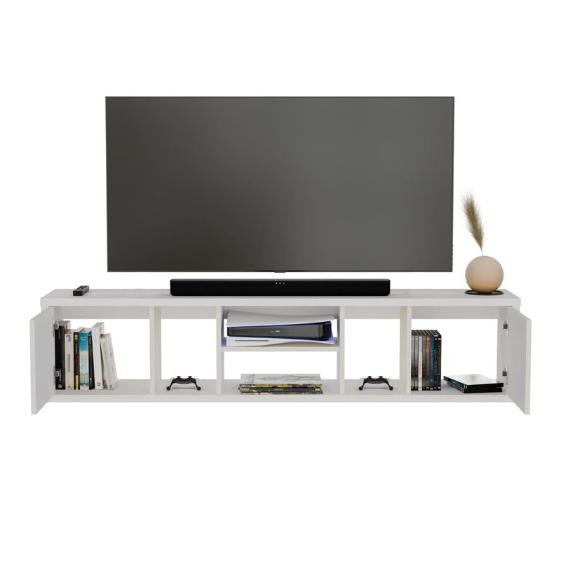 MADERKIT - Mesa TV Flotante Ambar Color Blanco Niebla