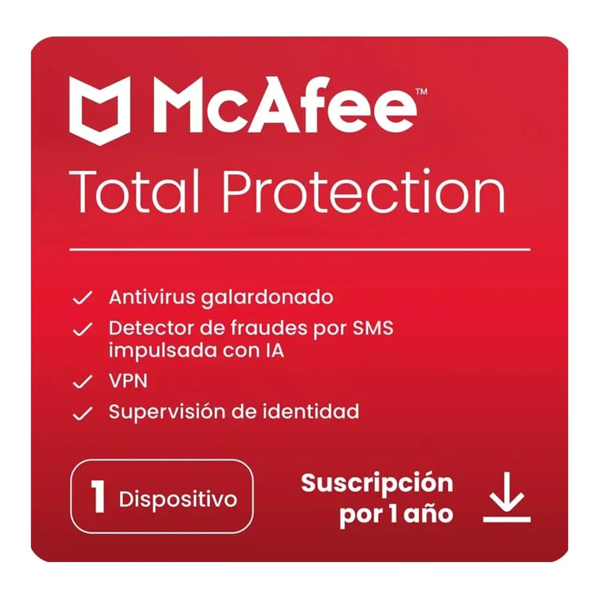 MCAFEE - Antivirus Mcafee Total Protection 1 Dispositivo 1 Año