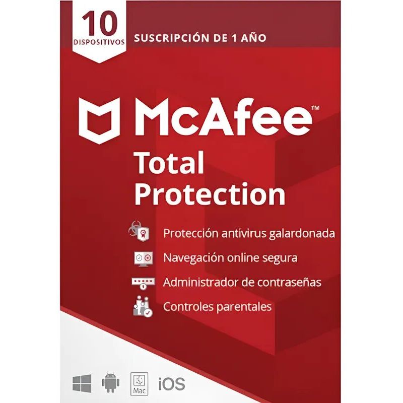 MCAFEE - Mcafee Total Protection 10 Dispositivos 1 Año Windows