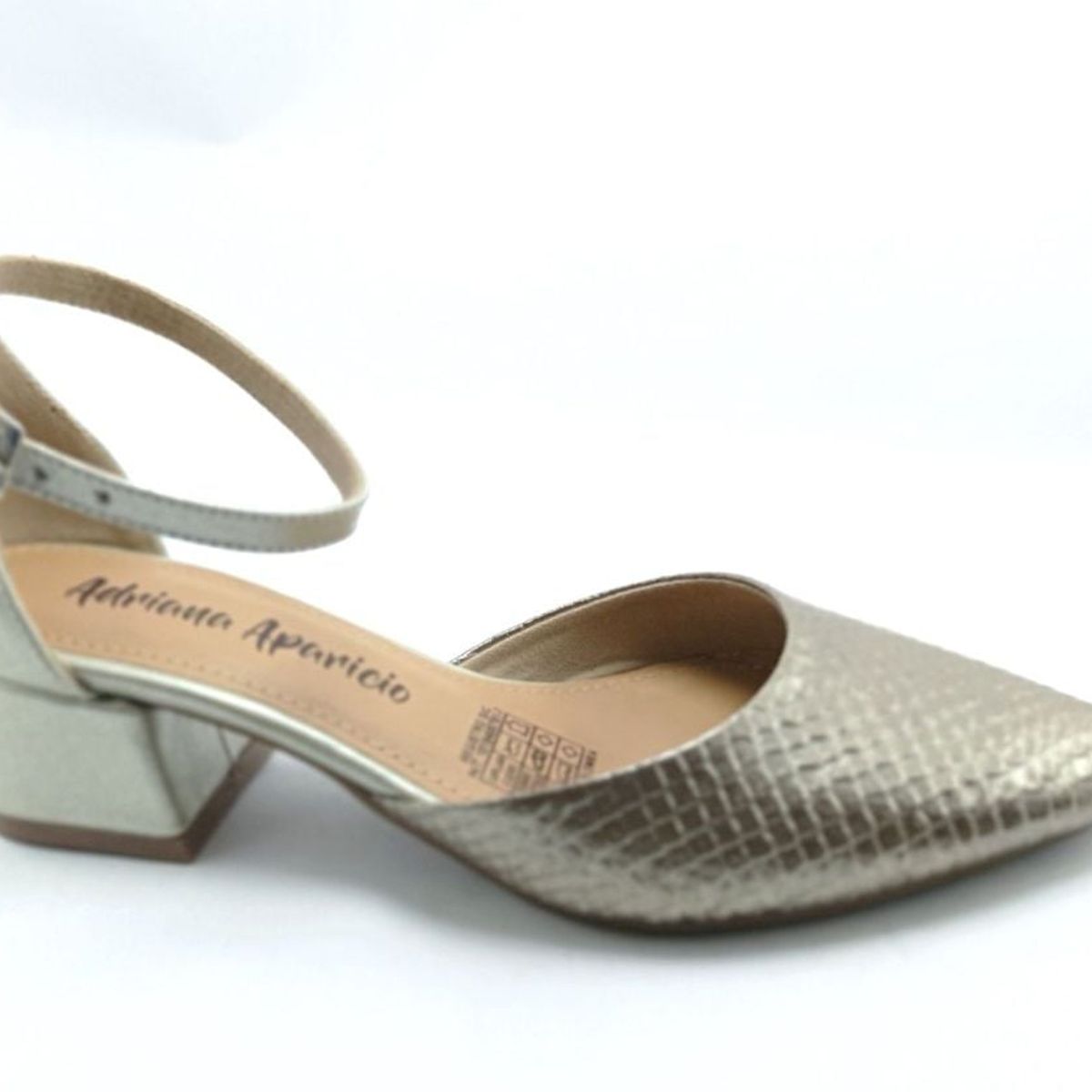 ADRIANA APARICIO - BALETA CUERO PLATINO ADRIANA APARICIO TACON BAJO REF 5311