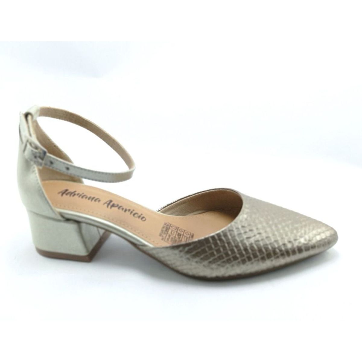 ADRIANA APARICIO - BALETA CUERO PLATINO ADRIANA APARICIO TACON BAJO REF 5311