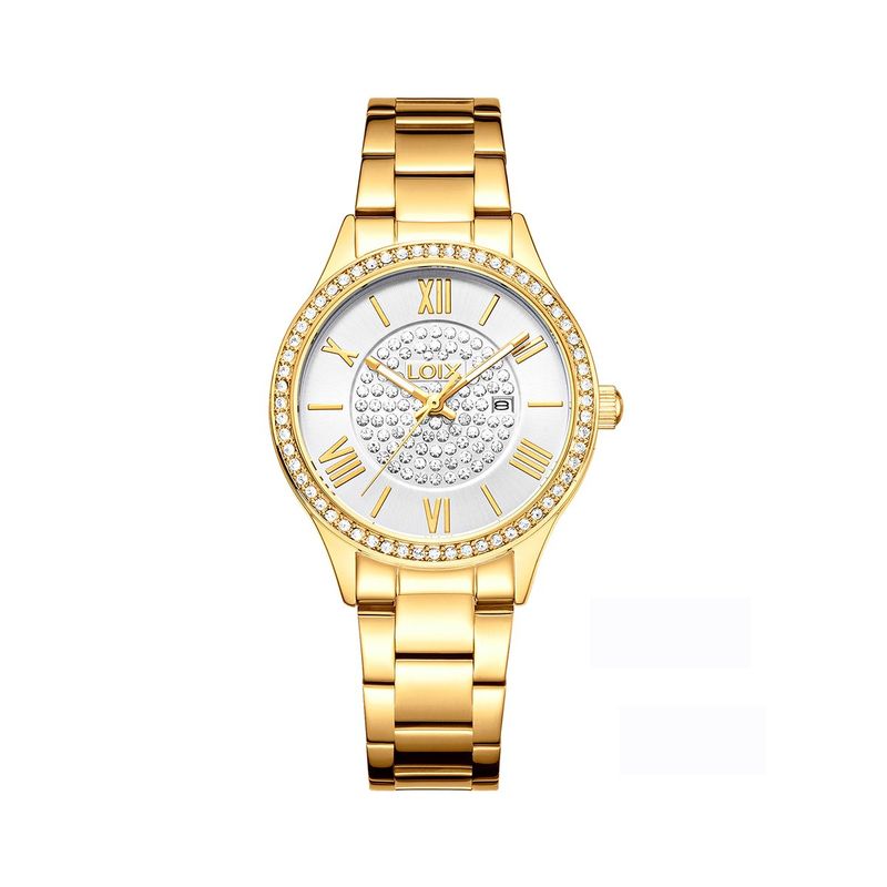 LOIX - Reloj mujer L1270-1 Dorado con tablero blanco