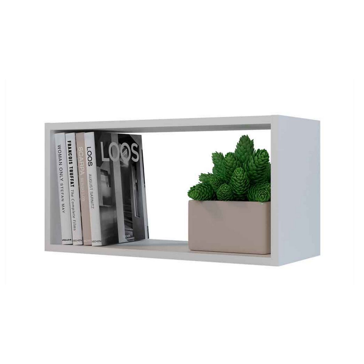 GENERICO - Repisa Flotante Cubo Rectangular Blanco R-80 Decoración Moderna