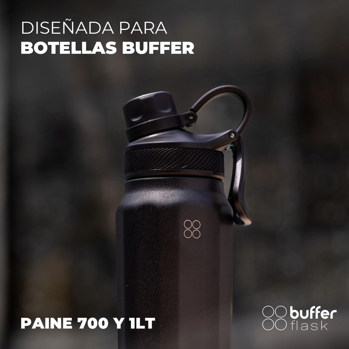 BUFFER FLASK - Tapa Deportiva Repuesto Termo Buffer Paine 700 lt y 1 lt - Negro