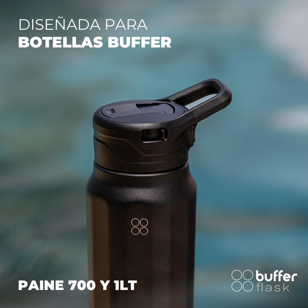 BUFFER FLASK - Tapa Para Termo Botella Termica Buffer Paine 700 lt y 1 lt - Negro
