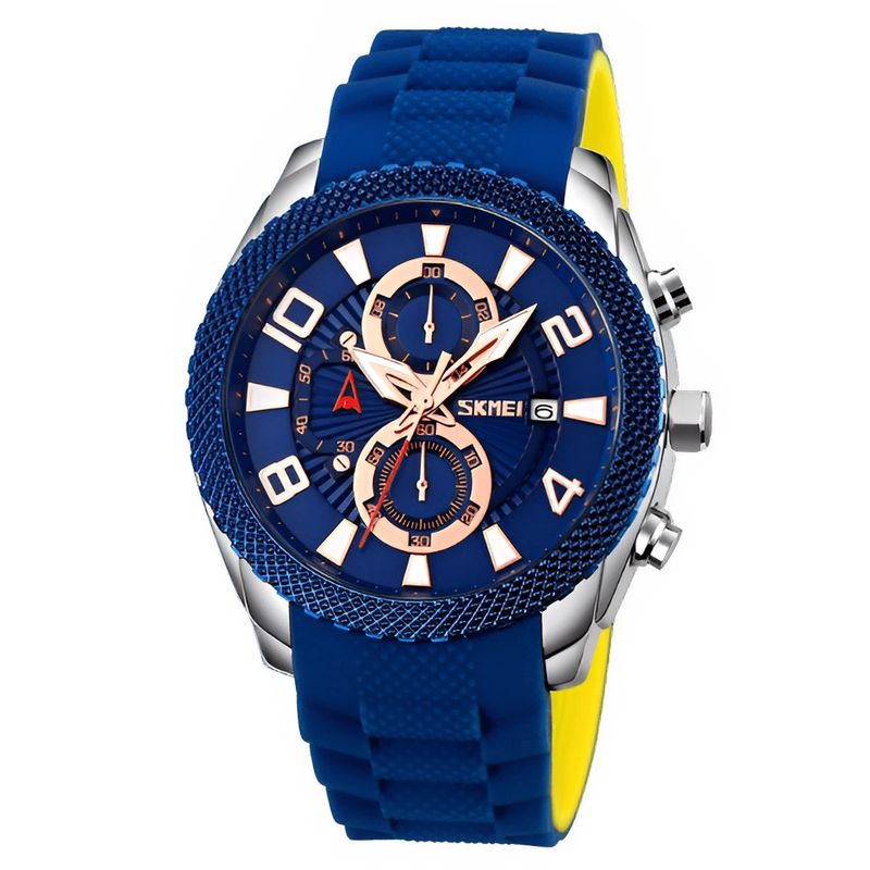 SKMEI - Reloj Azul Hombre Skmei Deportivo Multifunción Fecha Pulso Silicona