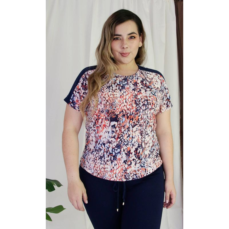 L Y H - Camiseta Para Mujer Manga Corta Azul Marca L&H