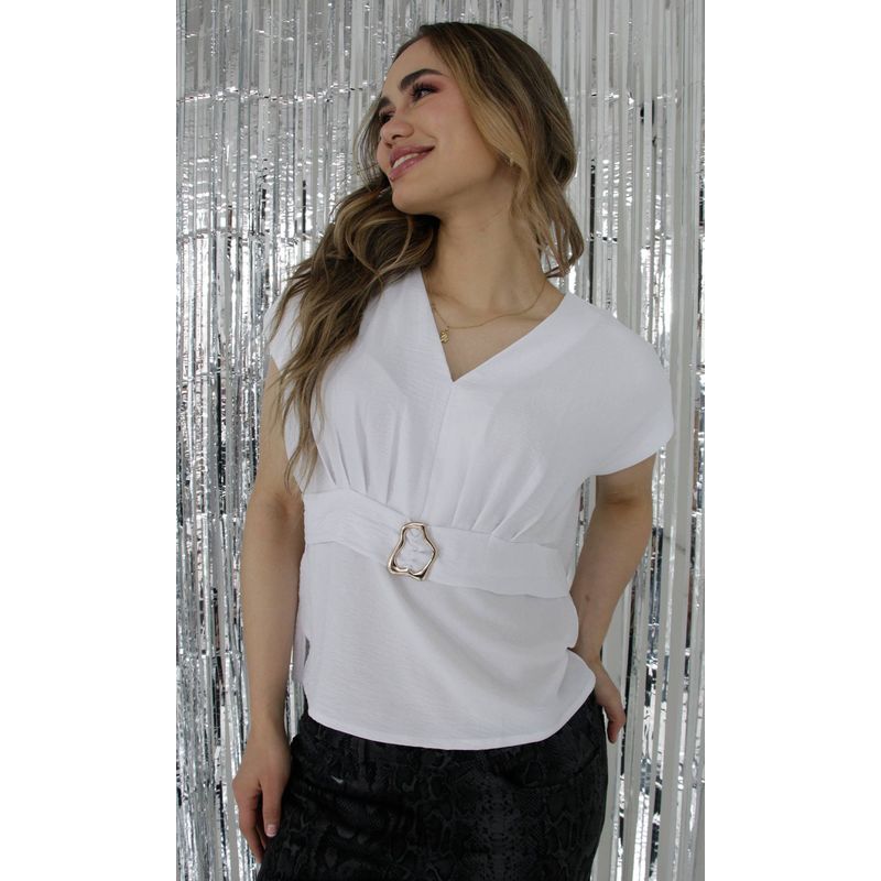 L Y H - Blusa Para Mujer Manga Corta Blanco Marca L&H