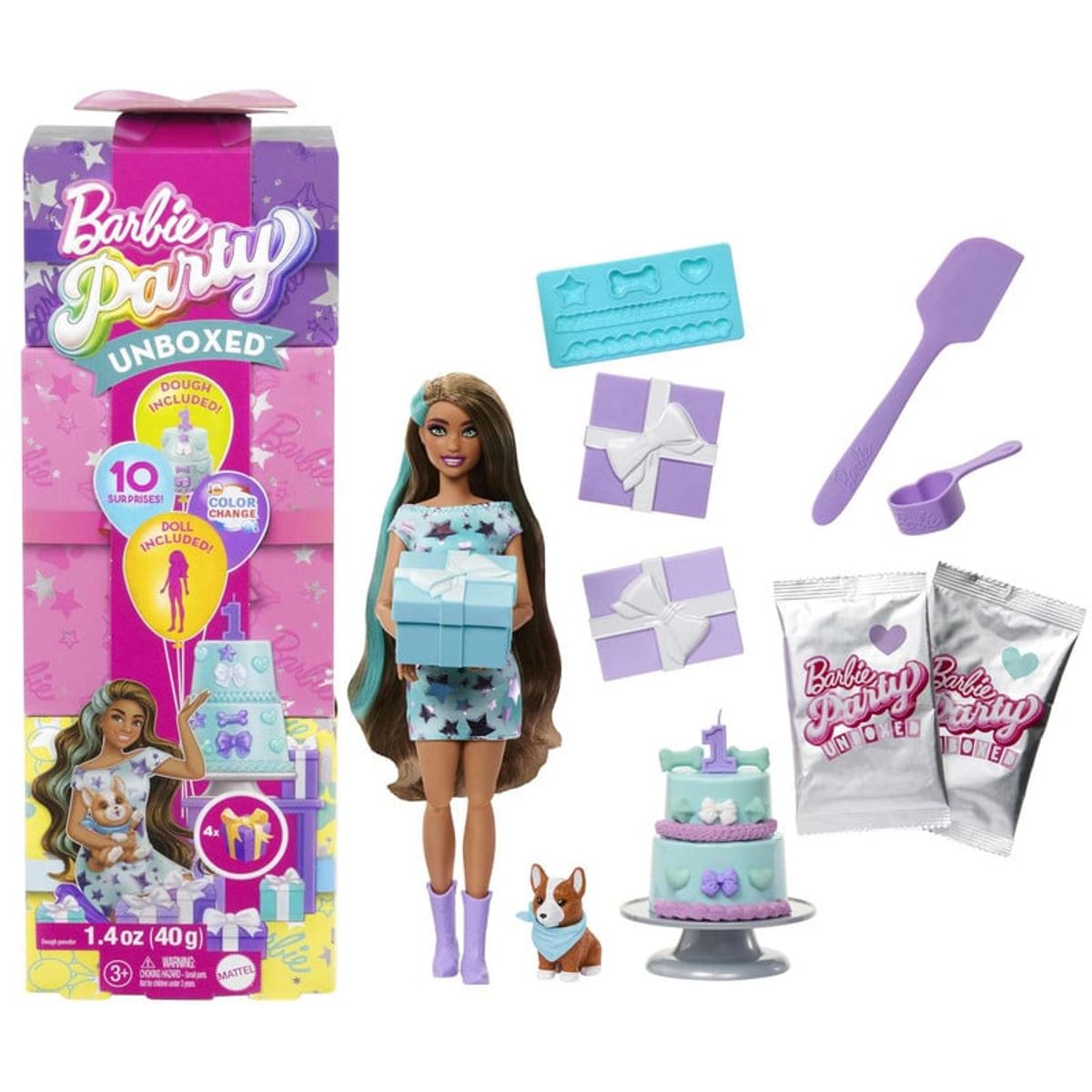 BARBIE - Barbie Party Unboxed Muñeca Fiesta De Mascotas Sorpresa