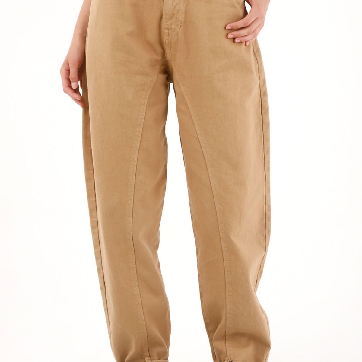 TENNIS - Pantalón Horseshoe café con charreteras en bota para mujer