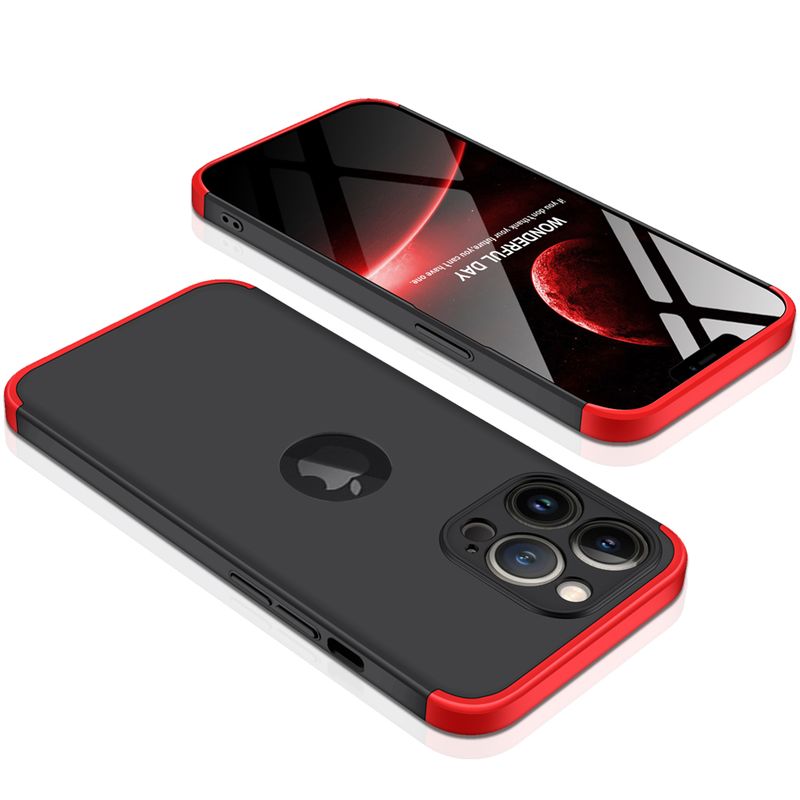 GENERICO - Funda Carcasa Estuche Protector 360 Para iPhone 13 Pro Max Negro Rojo