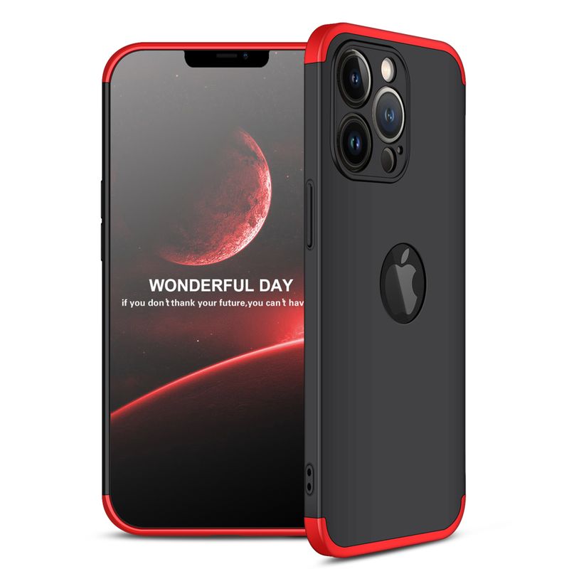 GENERICO - Funda Carcasa Estuche Protector 360 Para iPhone 13 Pro Negro Rojo
