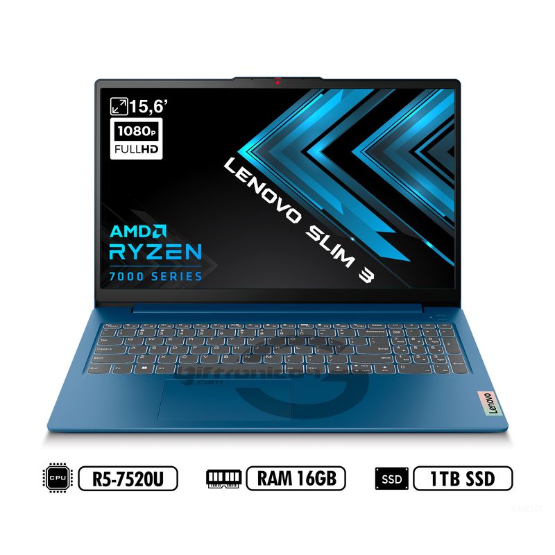 LENOVO - Portátil LENOVO IP SLIM 3 15AMN8 AMD R5-7520U RAM 16GB LPDDR5 1TB SSD BLUE