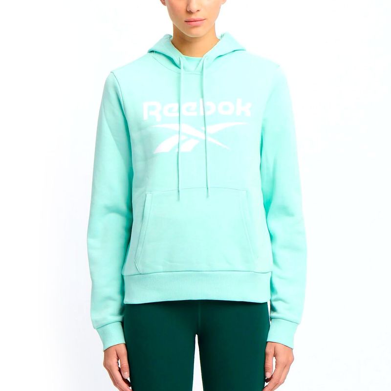 REEBOK - Hoddie Turquesa aguamarina Mujer Identity Logo Grande