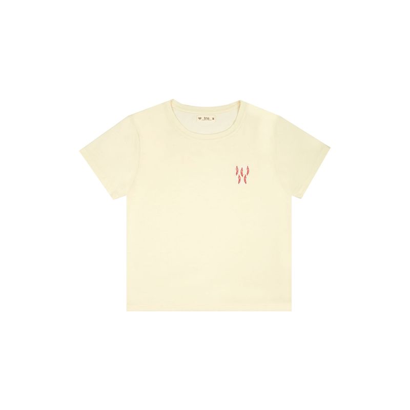 TENNIS - Camiseta crudo con bordado decorativo para mujer
