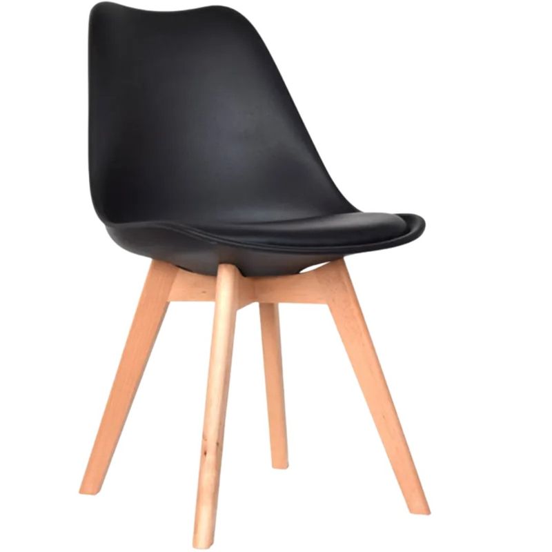 MOBLIHOUSE - Silla De Comedor Eames Negra Asiento De Piel Sintética
