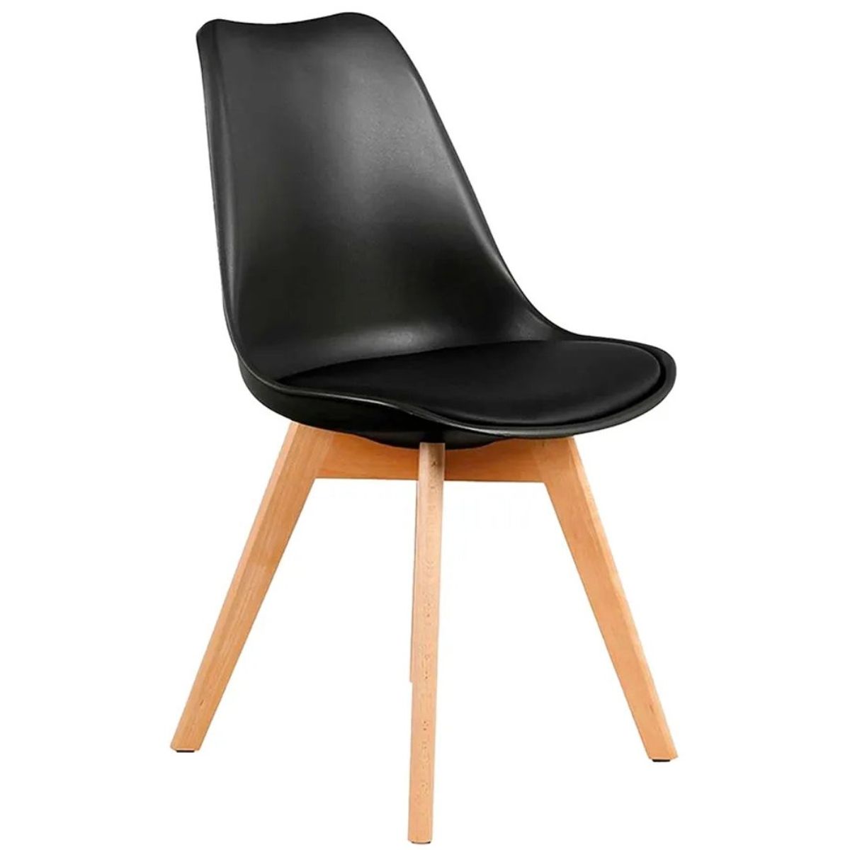 MOBLIHOUSE - Silla De Comedor Eames Negra Asiento De Piel Sintética