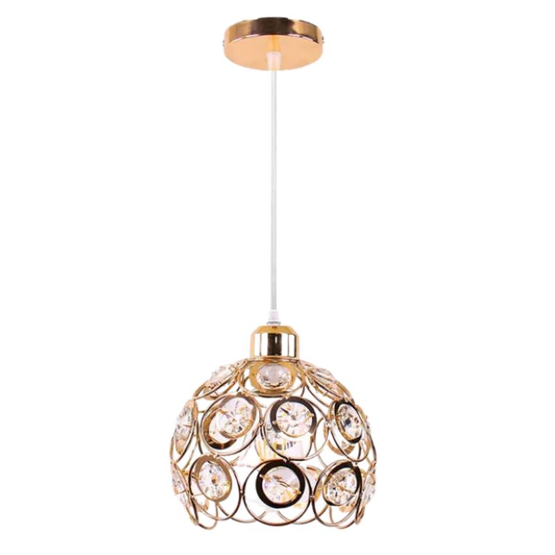 GENERICO - Lámpara Colgante Canastilla Cristales 1 Luz Dixton LT06993 -Dorado