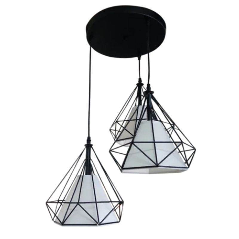 GENERICO - Lámpara Colgante Diamante 3 Luces Dixton LT06662-ACR -Negro