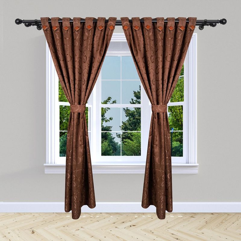 ADVANCE - Cortina de Botón Cafe/marron En Jacquard 280 cms x 210 cms 2 piezas