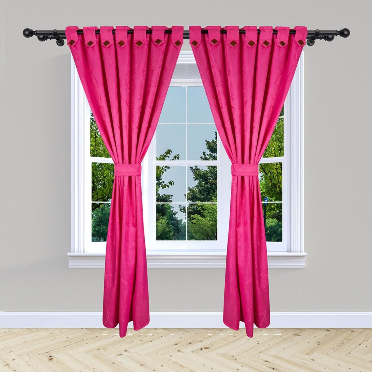 ADVANCE - Cortina de Botón Fucsia En Jacquard 280 cms x 210 cms 2 piezas