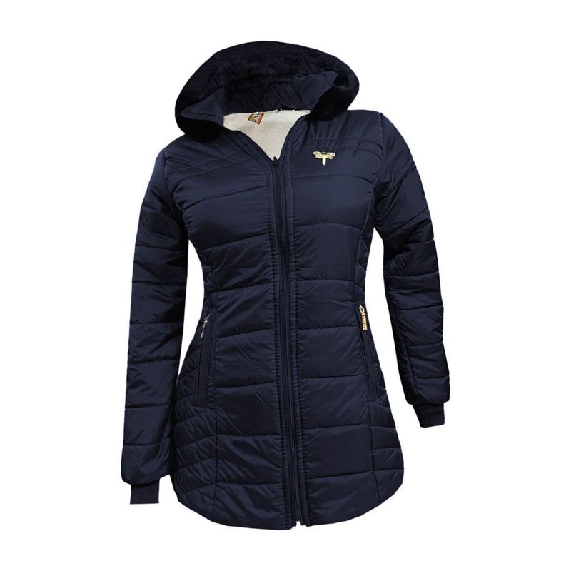 MODA EN CIRCUITO - Chaqueta Impermeable Tipo Gabán Para Mujer AZUL OSCURO