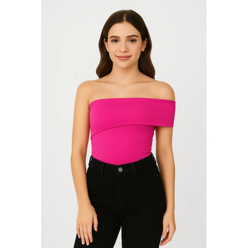 MOLGOA - Body para Mujer Escote Rojo Strapless con Banda - Penelope Fucsia
