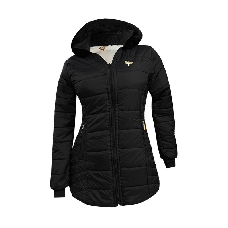 MODA EN CIRCUITO - Chaqueta Impermeable Tipo Gabán Para Mujer NEGRO