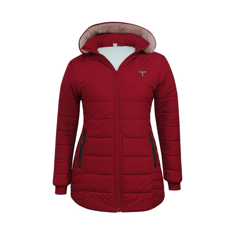 MODA EN CIRCUITO - Chaqueta Impermeable Tipo Gabán Para Mujer CEREZA