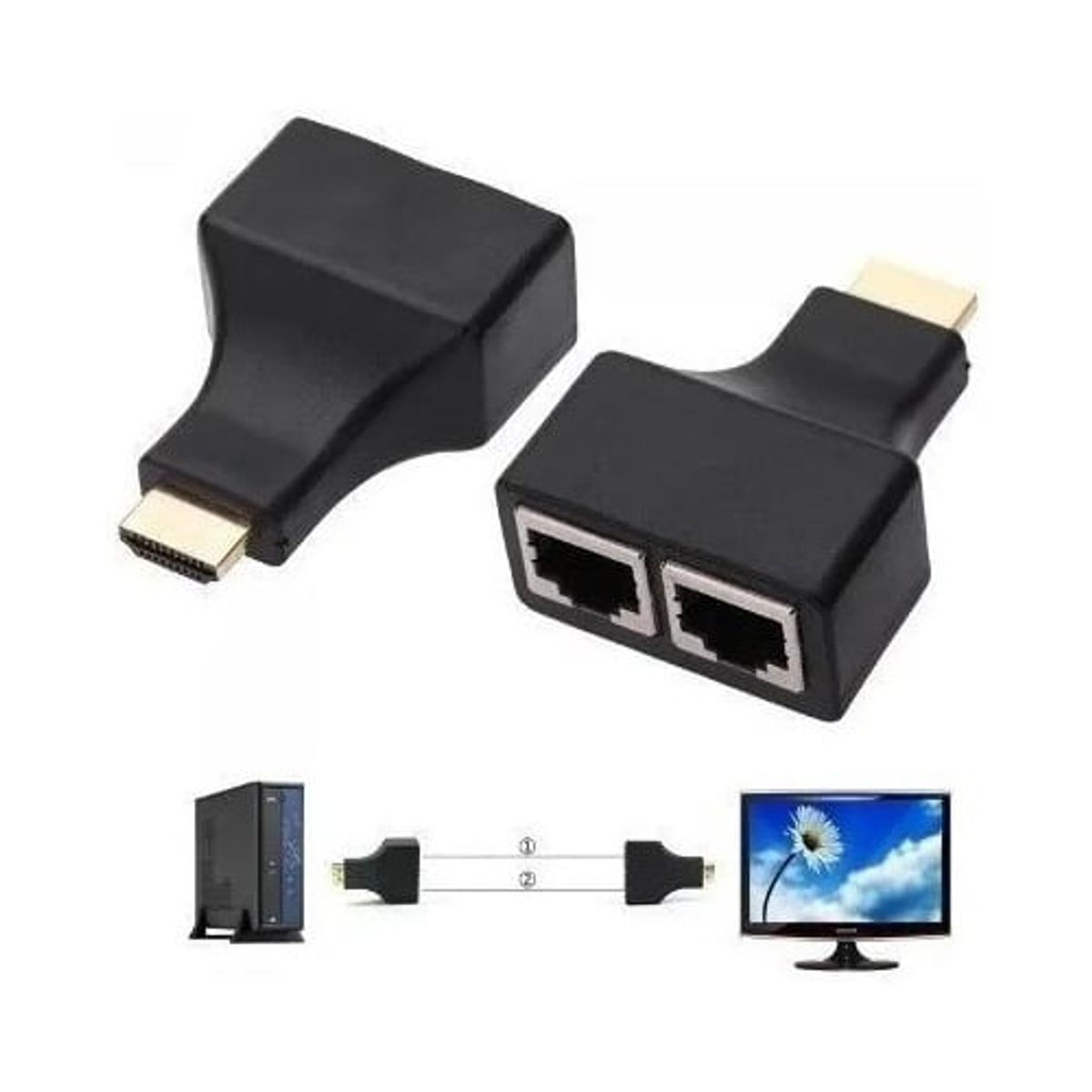 GENERICO - Adaptador Extender Hdmi A Rj45 Negro 1080p 30m Utp Cat 56