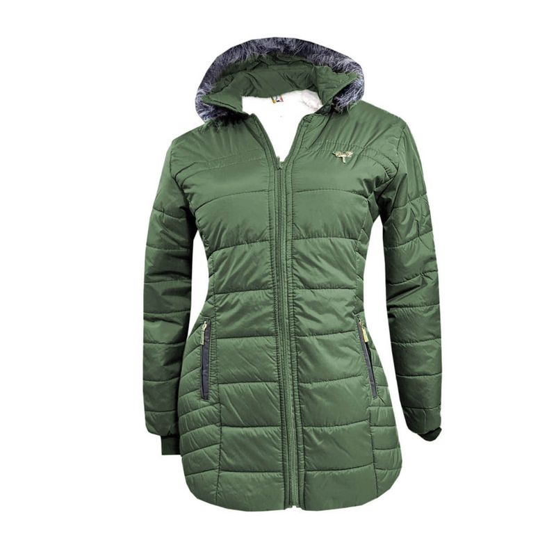 MODA EN CIRCUITO - Chaqueta Impermeable Tipo Gabán Para Mujer VERDE MILITAR