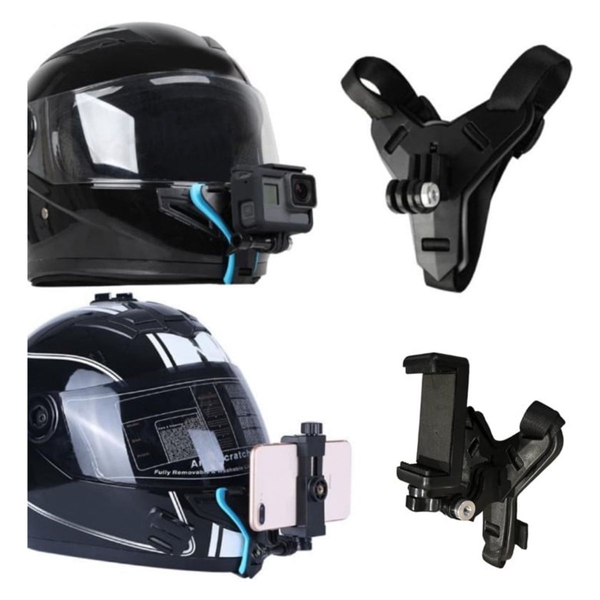GENERICO - Soporte Base Para Celular Gopro Casco Moto Universal Mentón