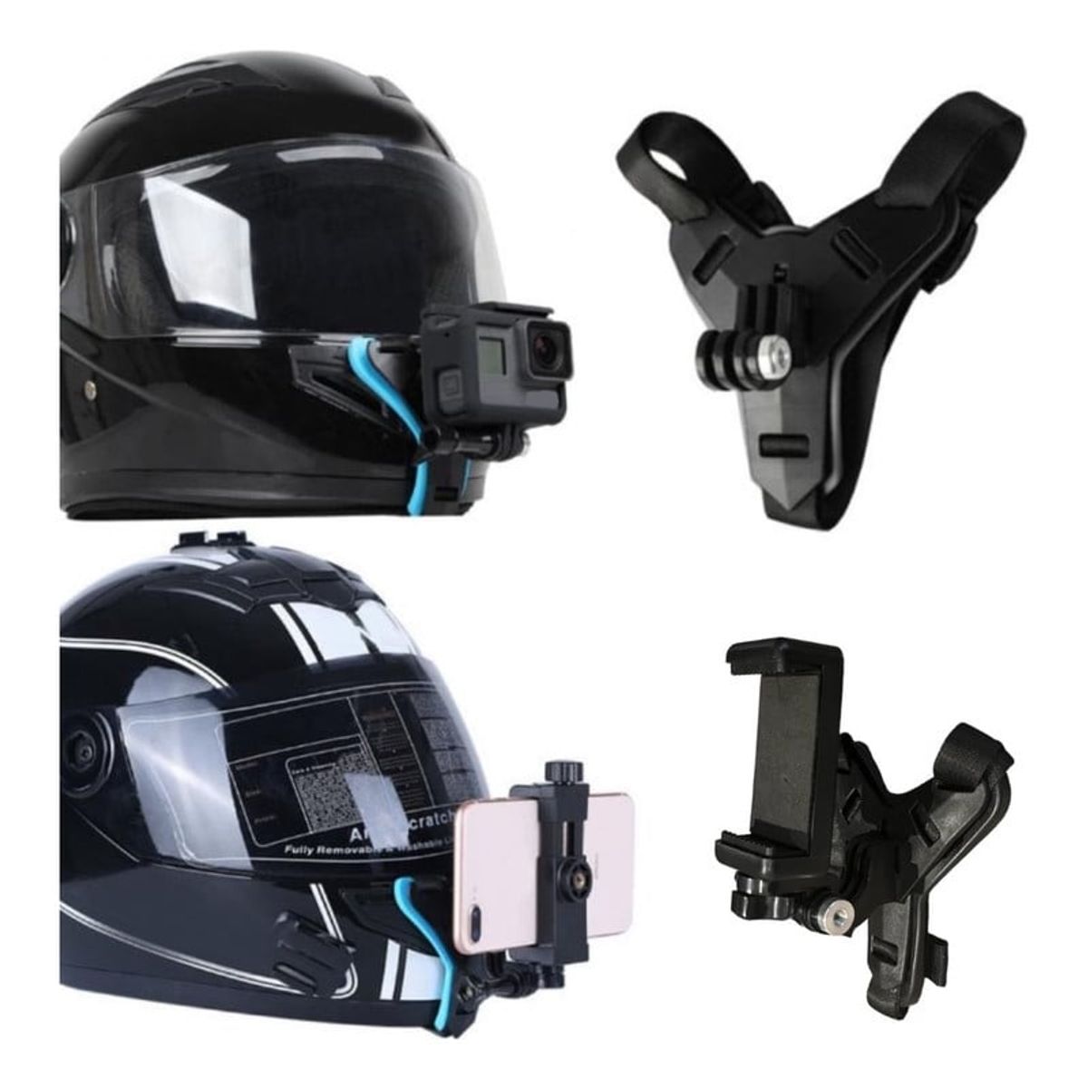 GENERICO - Soporte Base Para Celular Gopro Casco Moto Universal Mentón