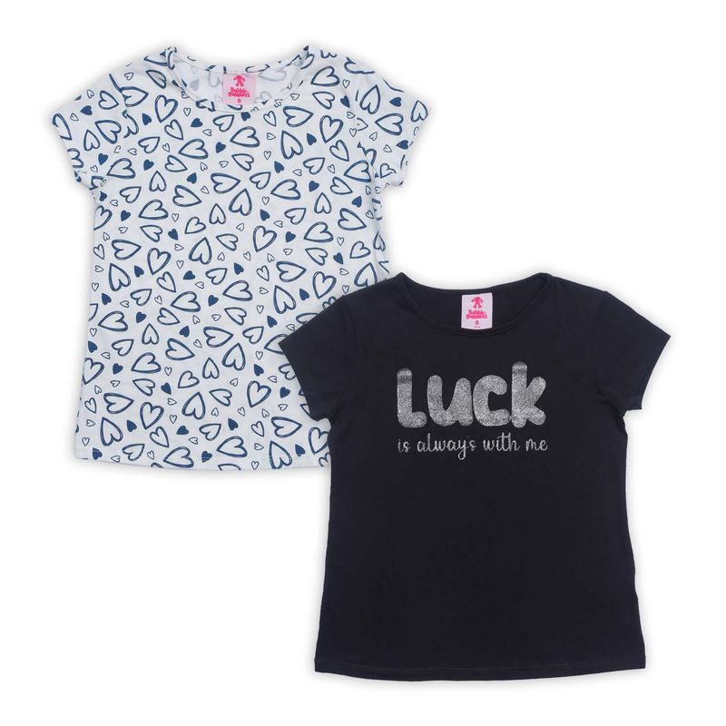 BUBBLE GUMMERS - Camisetas Pack X 2 Para Niña Bubblegummers Negro-Blanco Jela