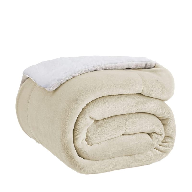 GENERICO - Cobija Térmica Ovejero Cama Doble-Queen 190x220 Color Beige