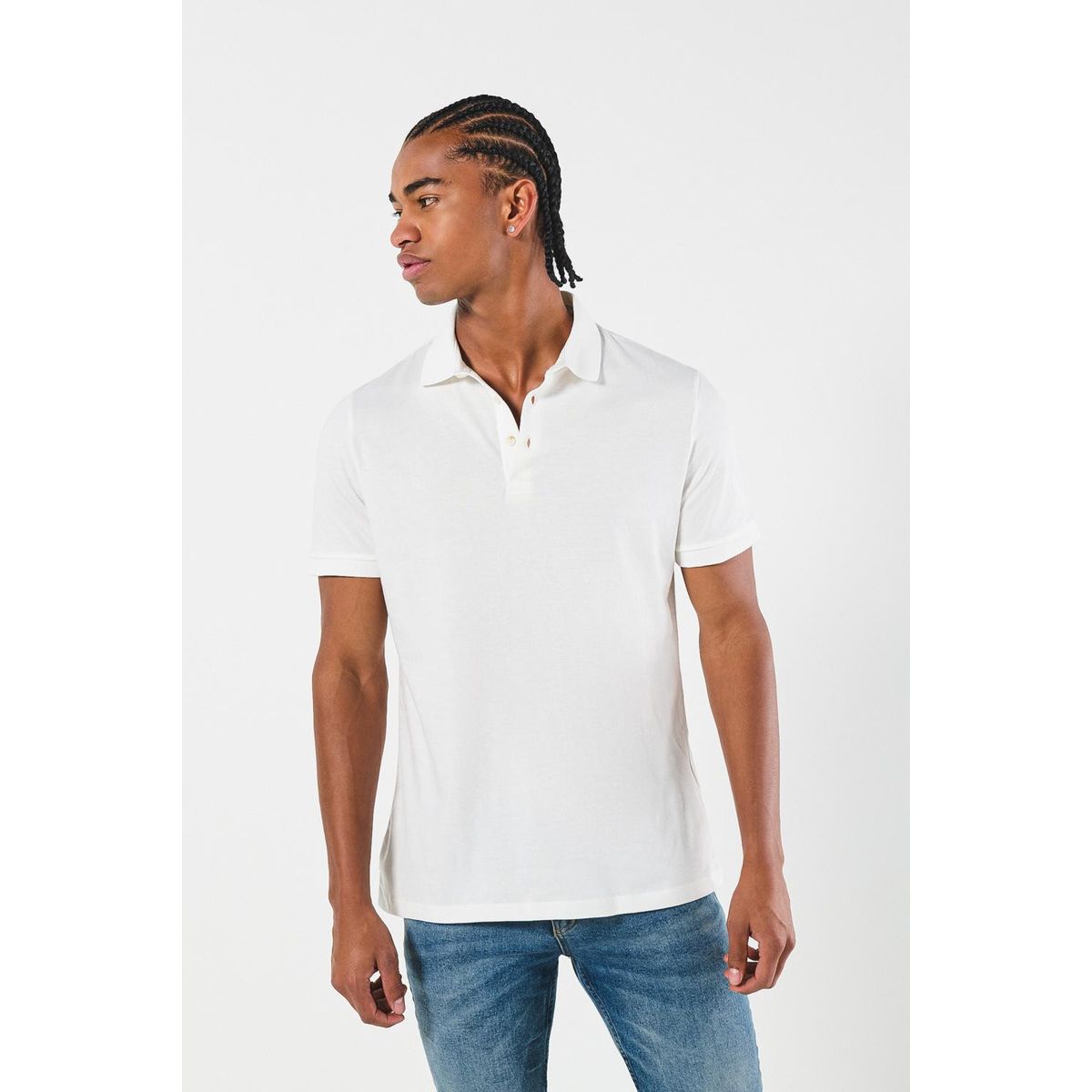 KOAJ - KOAJ Camiseta polo crema clara con botones en pechera Hombre