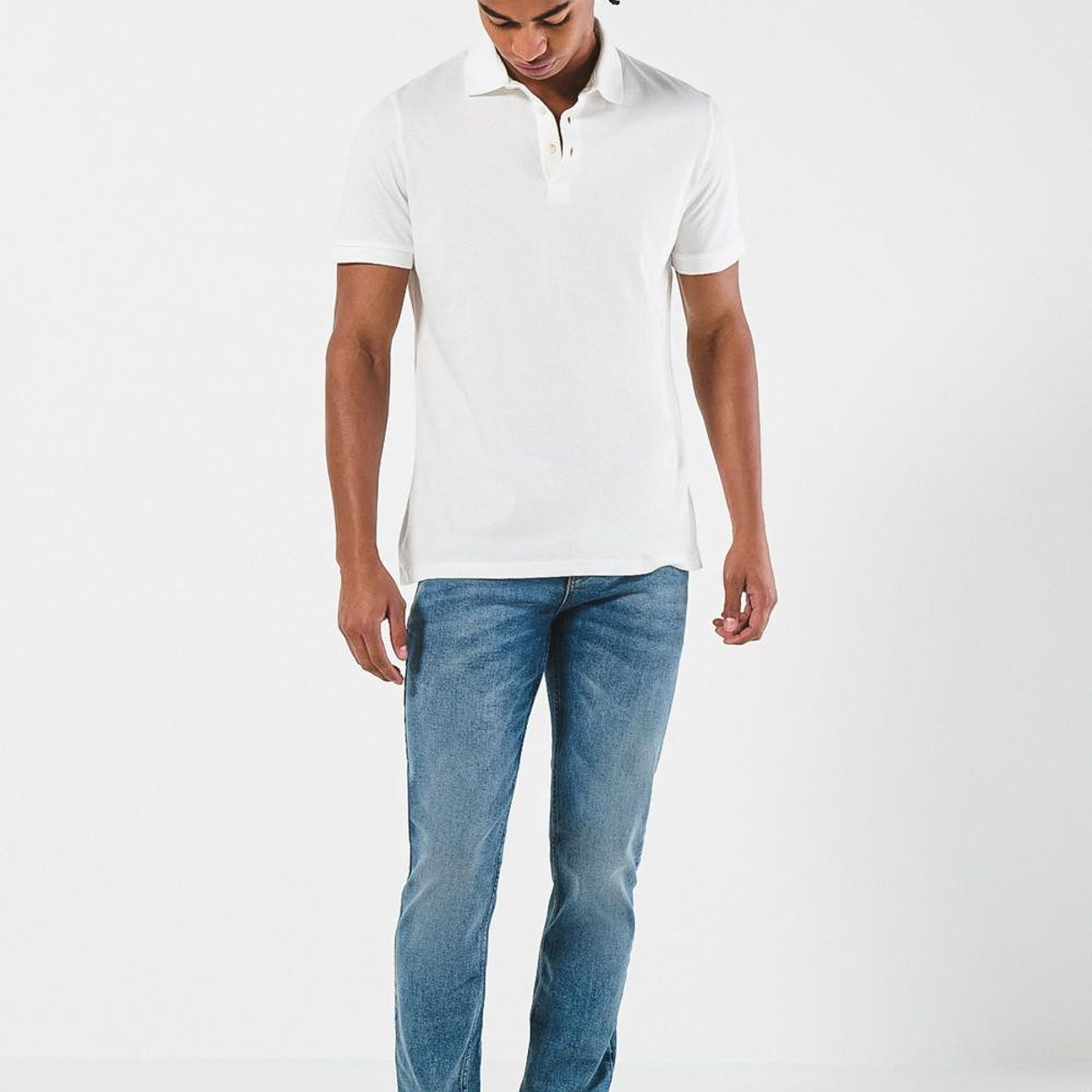 KOAJ - KOAJ Camiseta polo crema clara con botones en pechera Hombre