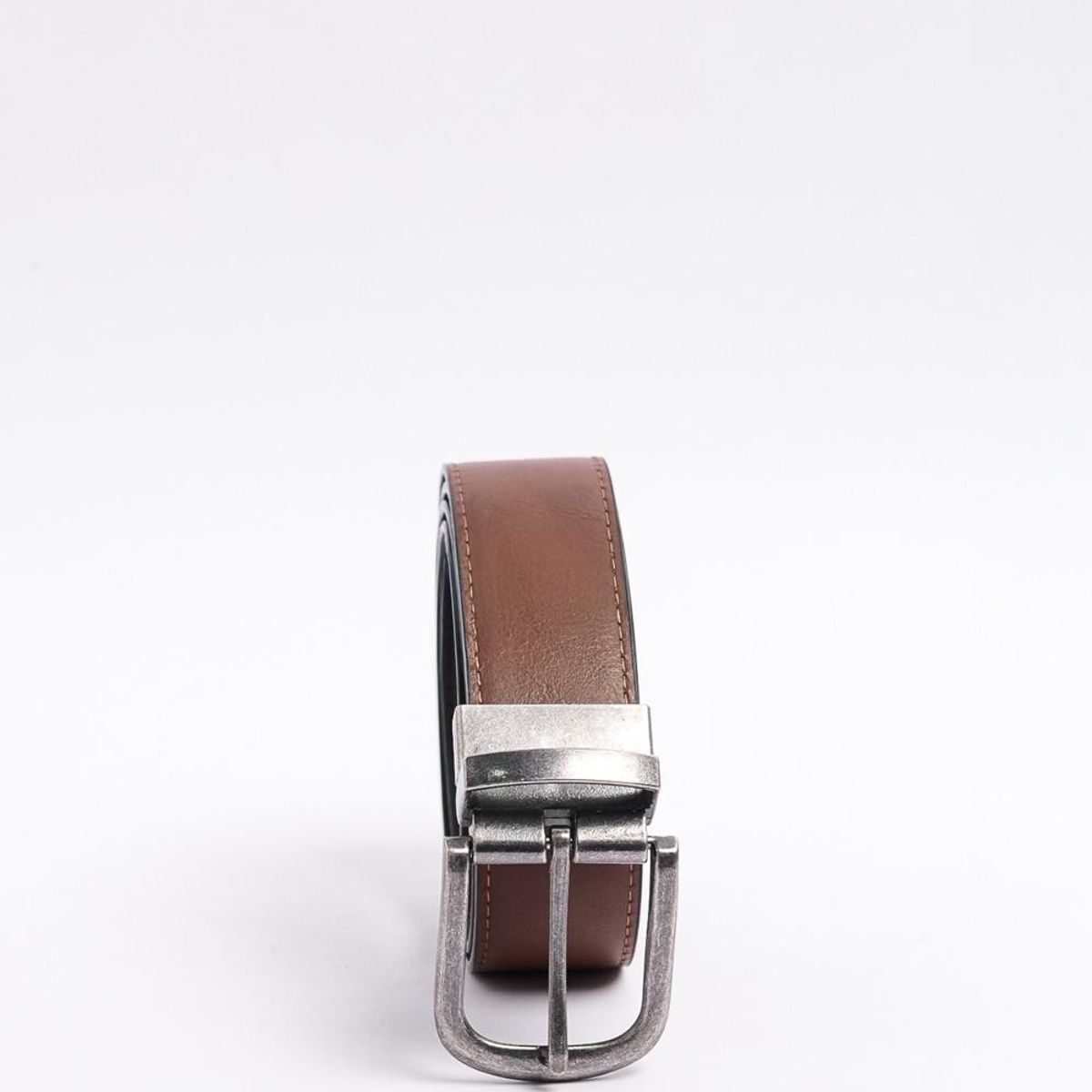 KOAJ - KOAJ Cinturón reversible café con hebilla metálica cuadrada Hombre