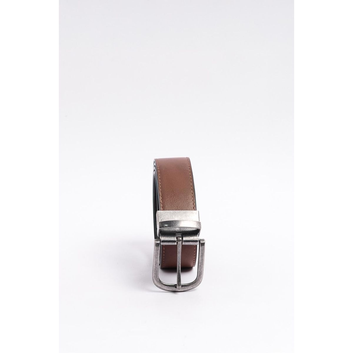KOAJ - KOAJ Cinturón reversible café con hebilla metálica cuadrada Hombre