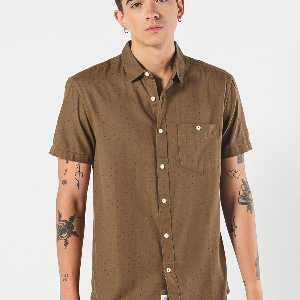 KOAJ - KOAJ Camisa manga corta unicolor con estampados en mini prin Hombre