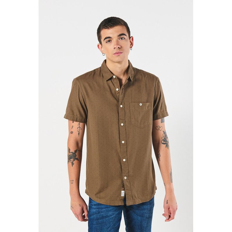 KOAJ - KOAJ Camisa con mini print, sport collar manga corta HOMBRE