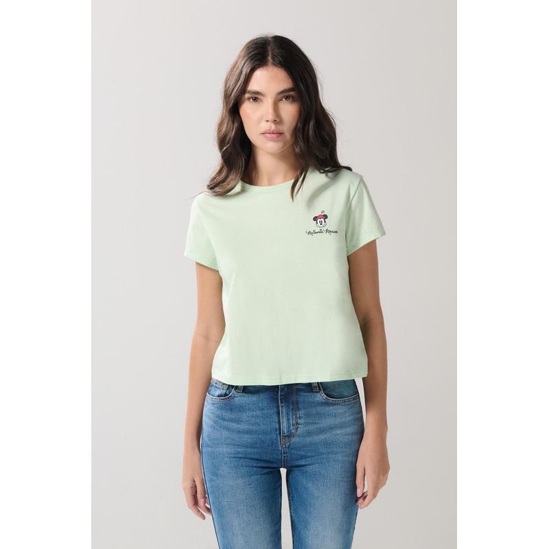 KOAJ - KOAJ Camiseta unicolor cuello redondo con diseño de Minnie Mujer