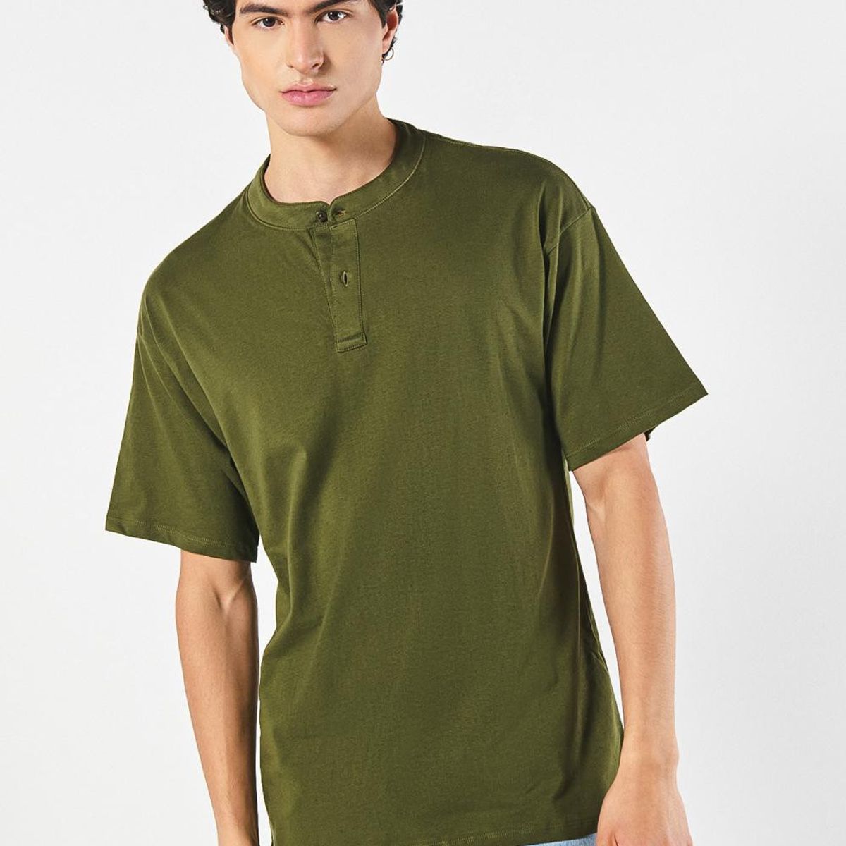 KOAJ - KOAJ Camiseta oversize unicolor con cuello nerú en algodón Hombre
