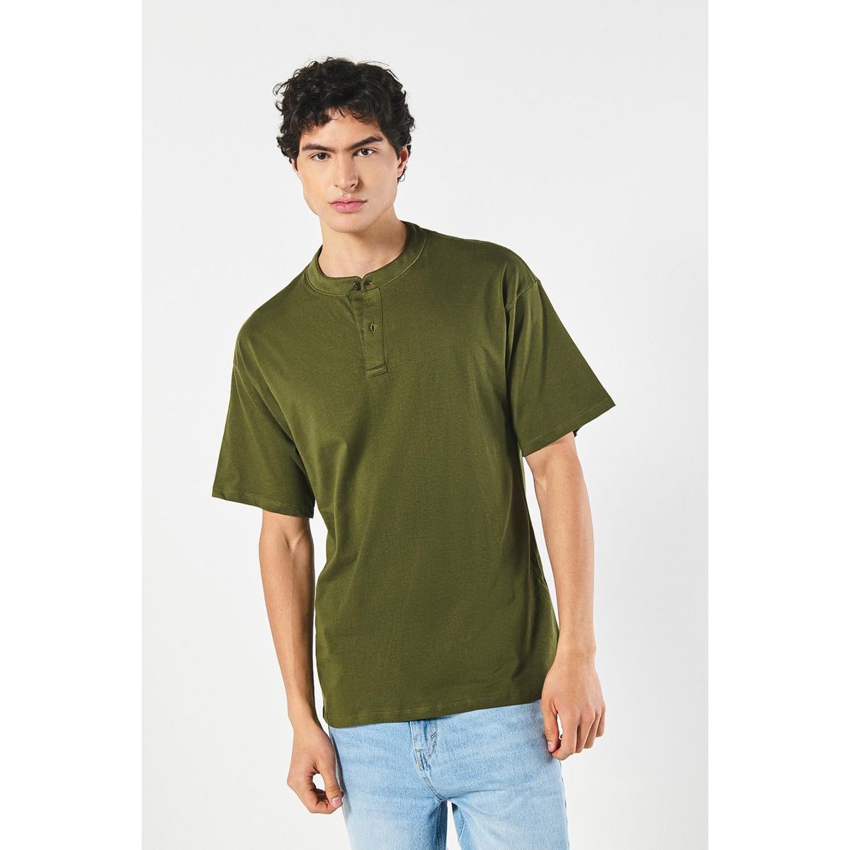 KOAJ - KOAJ Camiseta oversize unicolor con cuello nerú en algodón Hombre