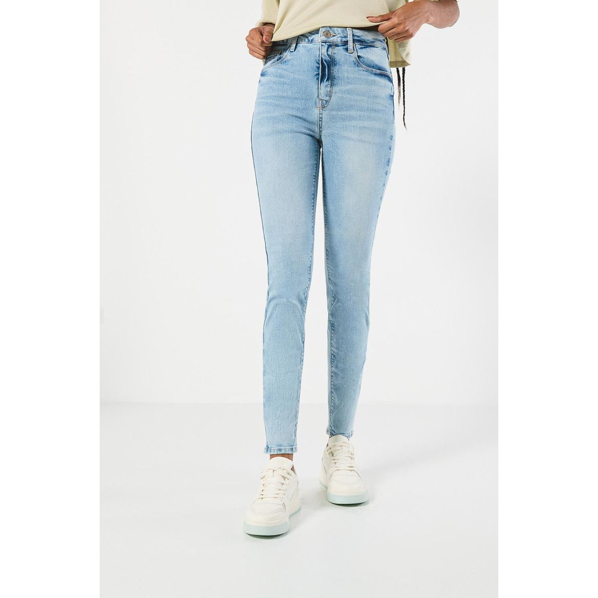 KOAJ - KOAJ Jean jegging super tiro alto azul claro Mujer