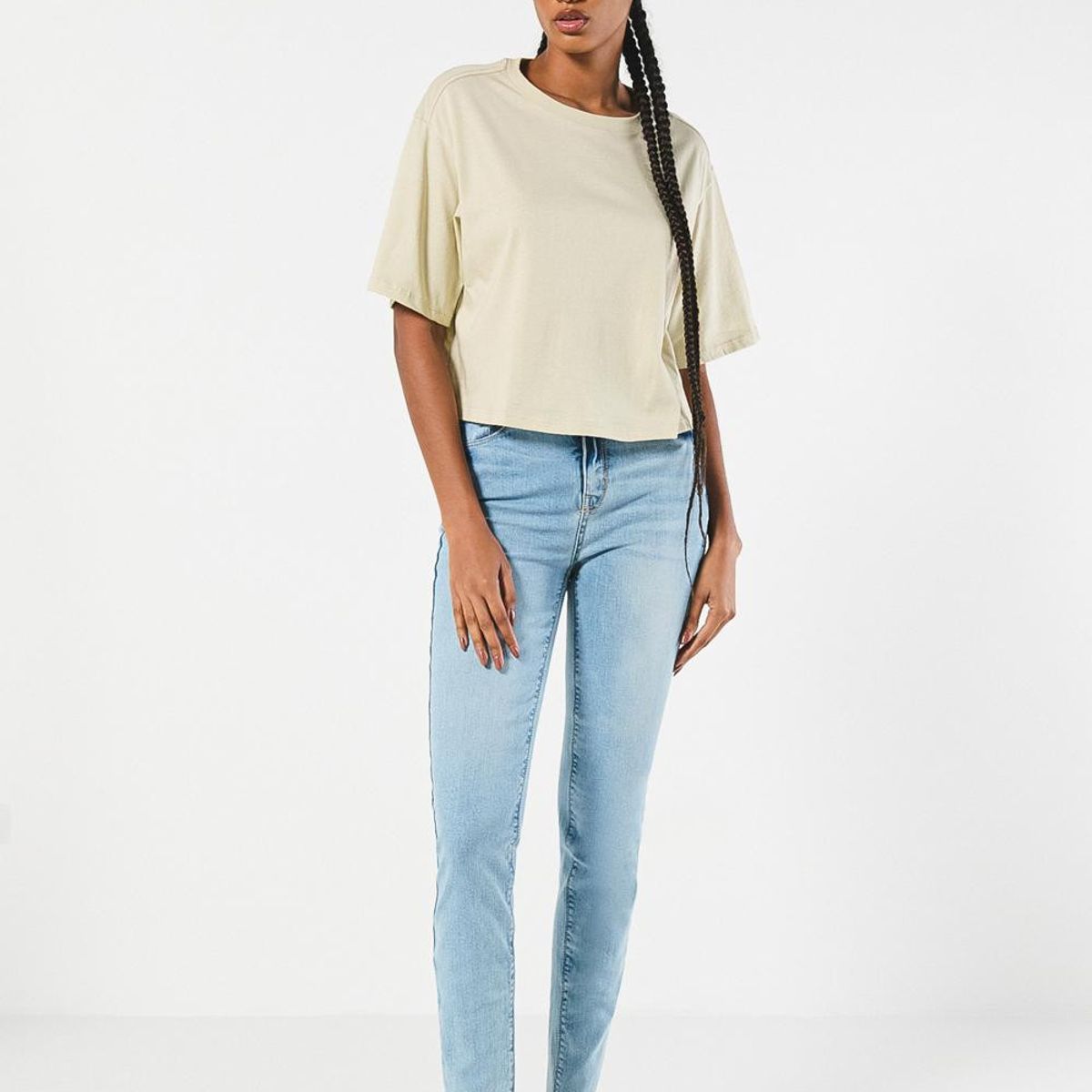 KOAJ - KOAJ Jean jegging super tiro alto azul claro Mujer