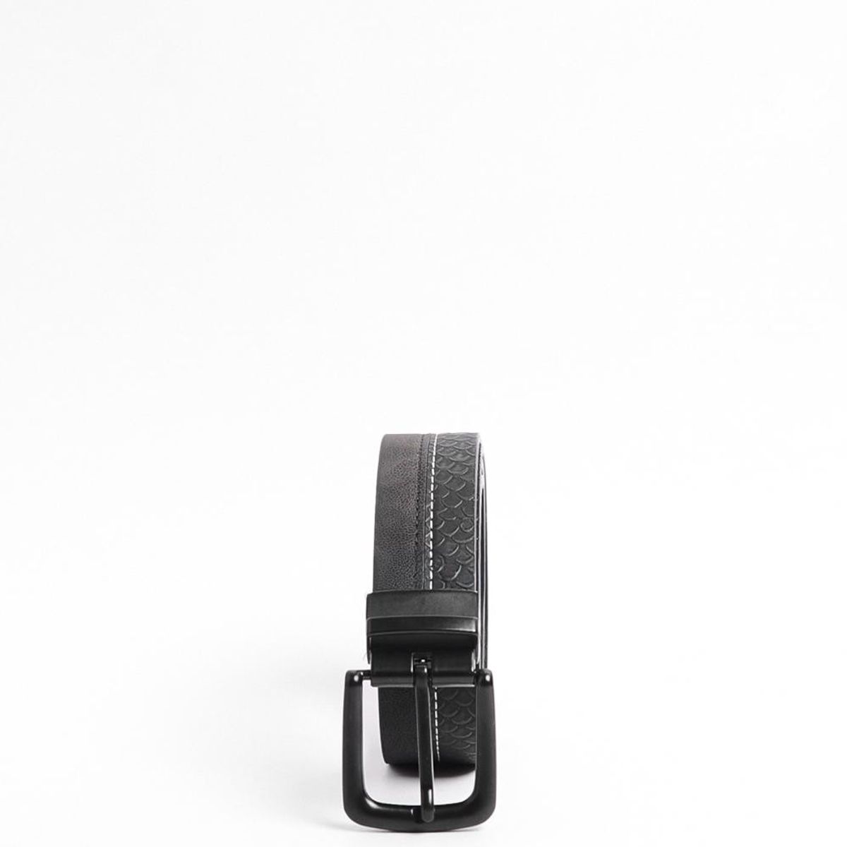 KOAJ - KOAJ Cinturón negro reversible con hebilla cuadrada y textur Hombre