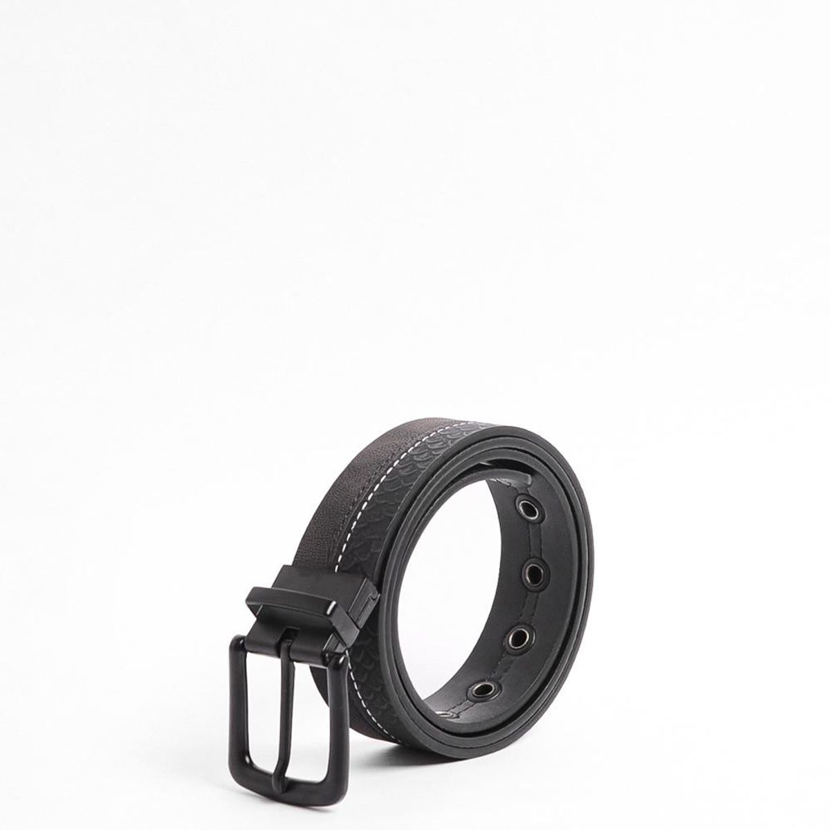 KOAJ - KOAJ Cinturón negro reversible con hebilla cuadrada y textur Hombre